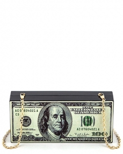 $100 Bill Iconic Box Clutch H5031